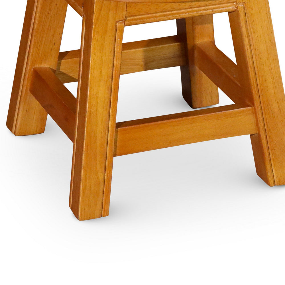 Sidi 11 Inch Step Stool Footrest, Wood Butterfly Print, Round, Natural