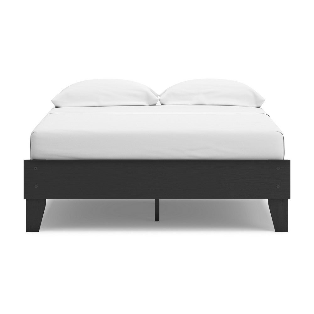 Alli Full Size Platform Bed, Matte Black Wood Frame with Laminate