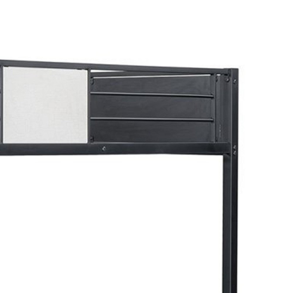 Mely Full over Full Bunk Bed, Attached Side Ladder, Black White Metal
