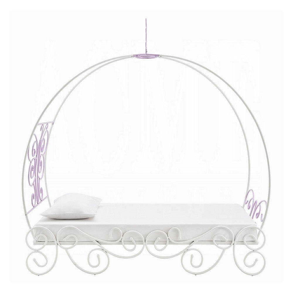 Angel Full Bed with Canopy, White & Purple