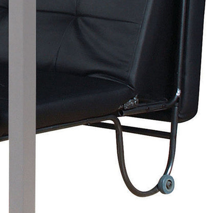 Adjustable Metal Futon with Faux Leather Upholstered Tufted Details and Casters, Black