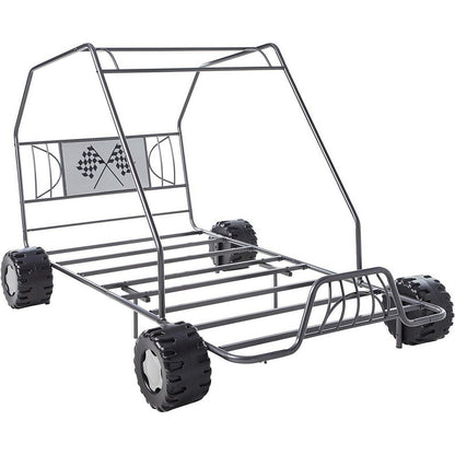 Metal Go Kart Style Twin Bed, Black