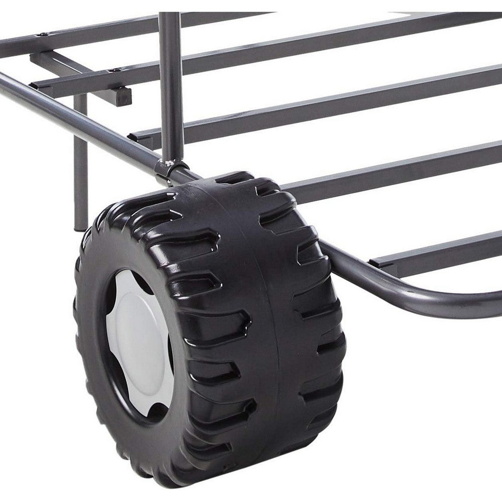 Metal Go Kart Style Twin Bed, Black