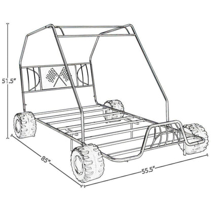 Metal Go Kart Style Twin Bed, Black