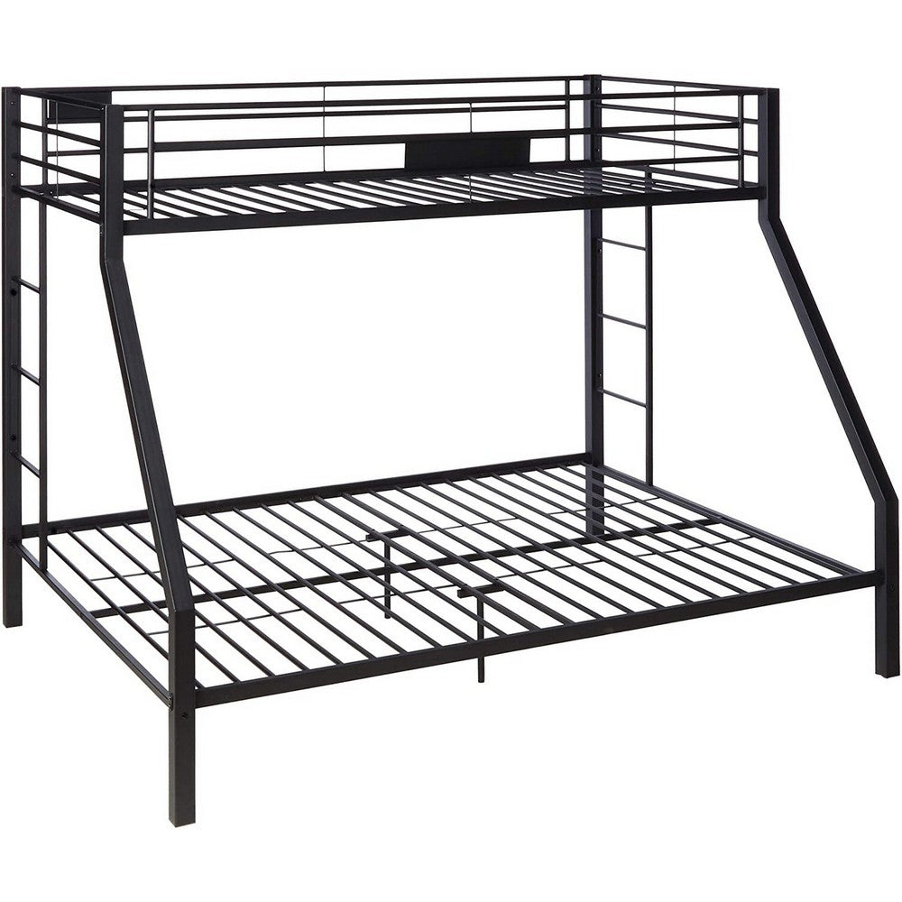 Metal Twin XL/Queen Bunk Bed, Black Sand