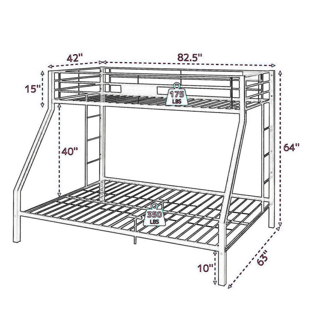Metal Twin XL/Queen Bunk Bed, Black Sand
