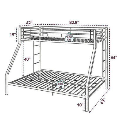 Metal Twin XL/Queen Bunk Bed, Black Sand