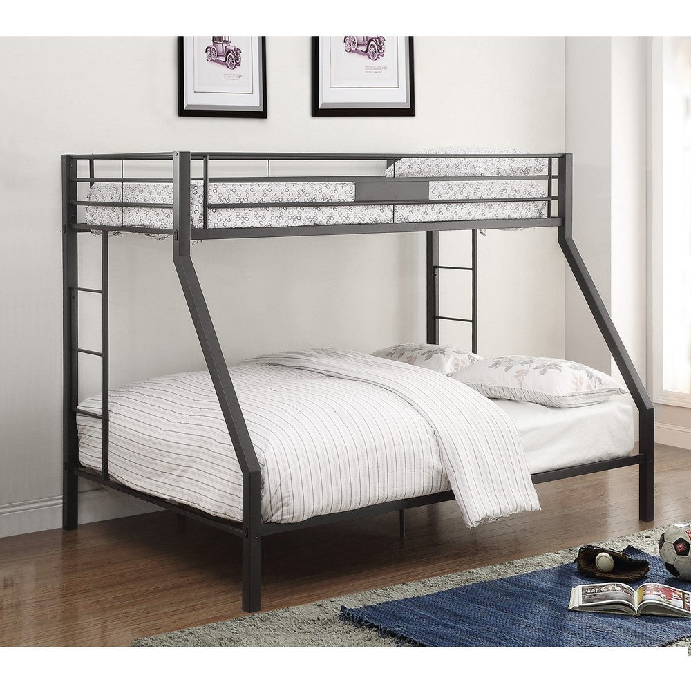 Metal Twin XL/Queen Bunk Bed, Black Sand