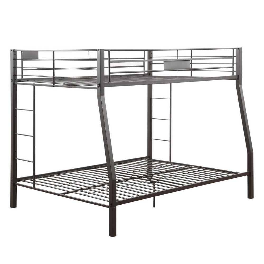 Metal Full XL/Queen Bunk Bed, Black Sand