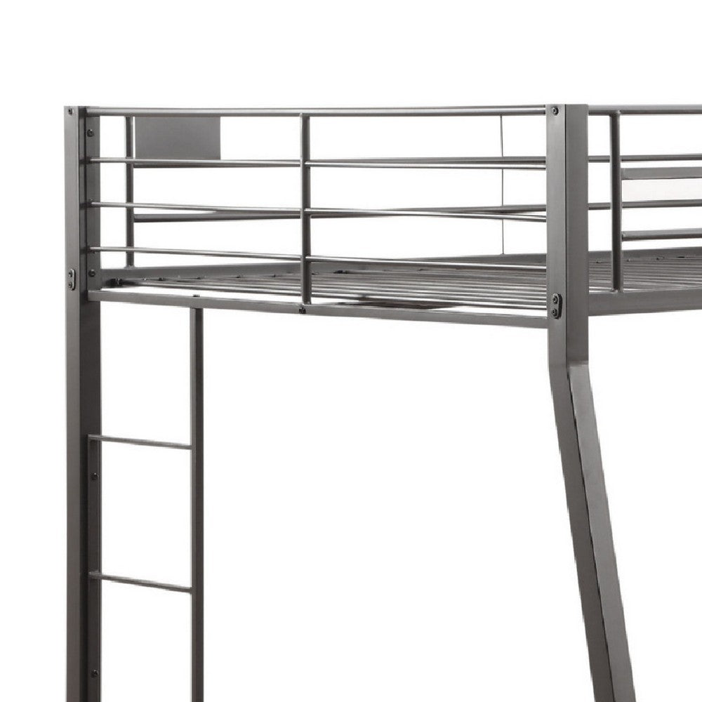 Metal Full XL/Queen Bunk Bed, Black Sand