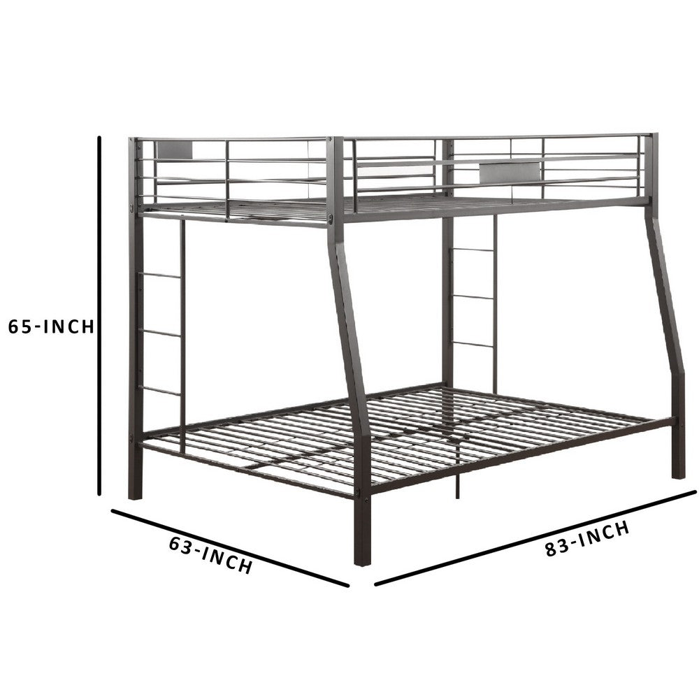 Metal Full XL/Queen Bunk Bed, Black Sand