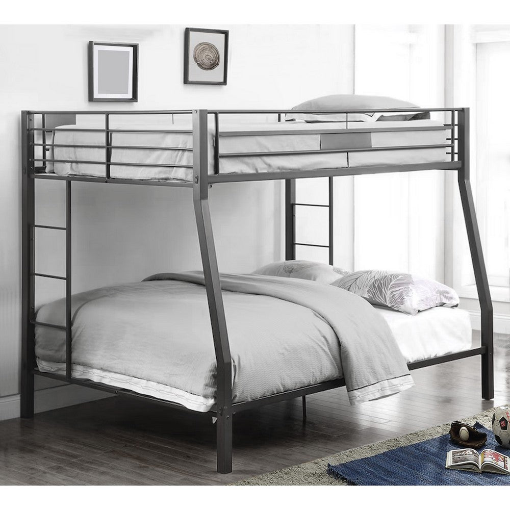 Metal Full XL/Queen Bunk Bed, Black Sand