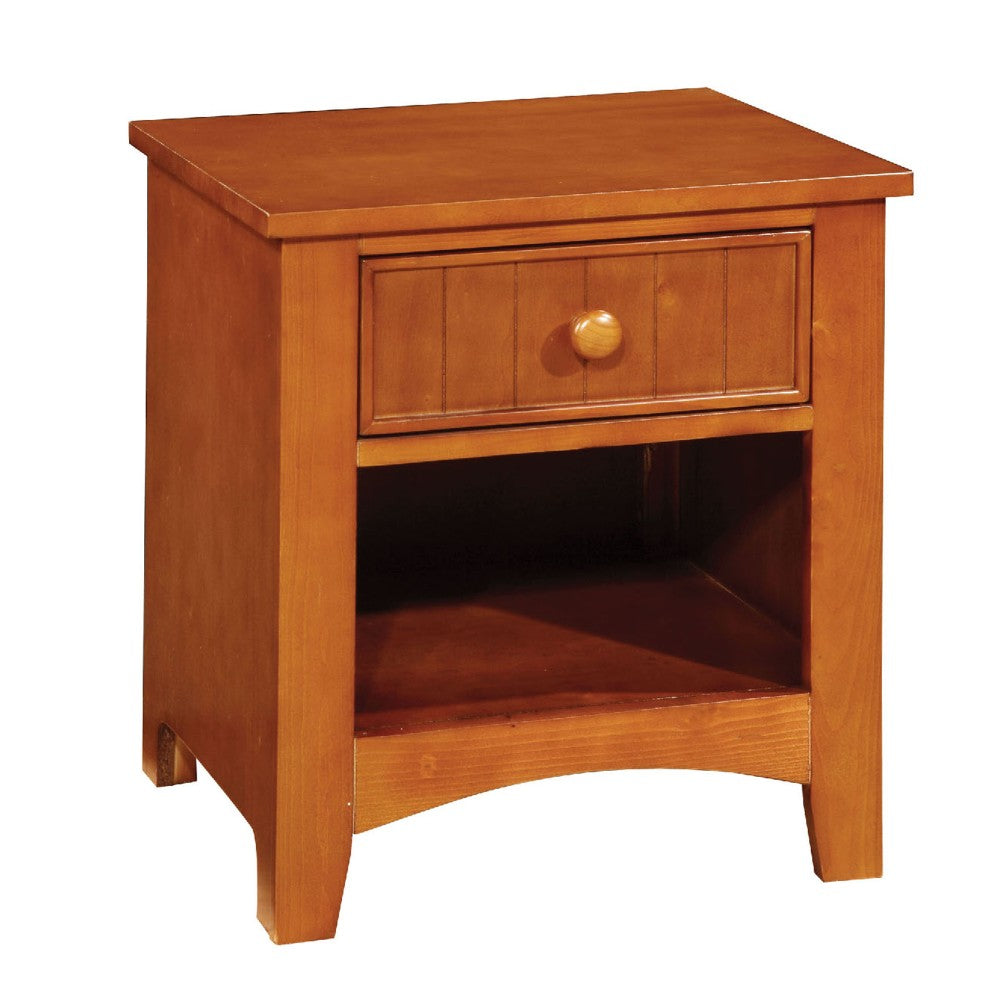 Omnus Wood Night Stand, Oak Finish