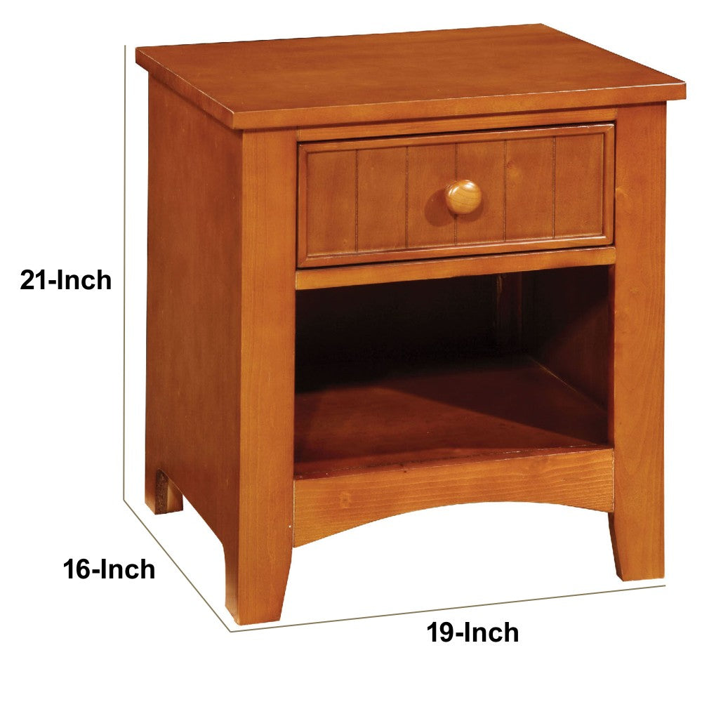 Omnus Wood Night Stand, Oak Finish