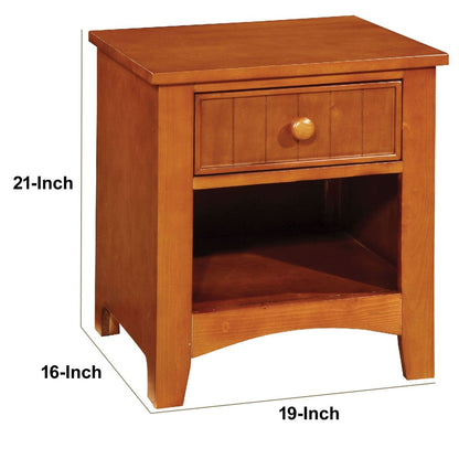 Omnus Wood Night Stand, Oak Finish