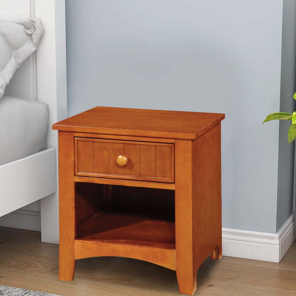 Omnus Wood Night Stand, Oak Finish