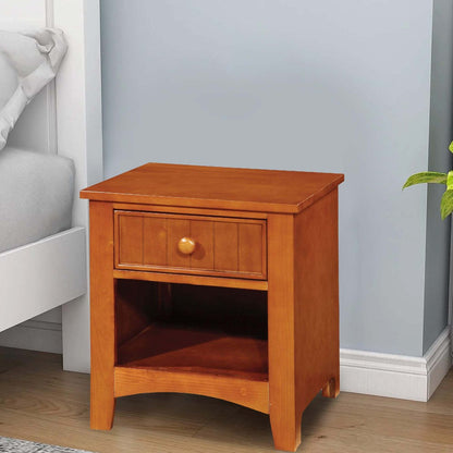 Omnus Wood Night Stand, Oak Finish