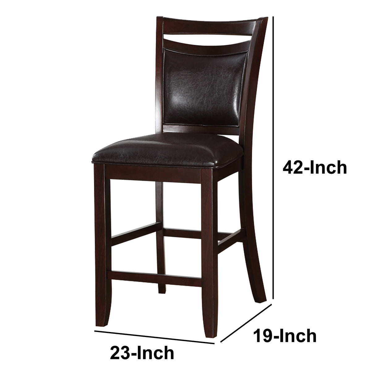 Classic Wooden Armless High Chair, Brown & Black, Set of 2