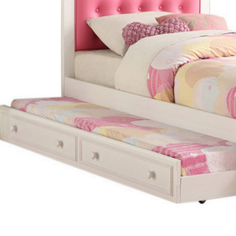 Cherub Twin Size Bed With Trundle In Pink And White
