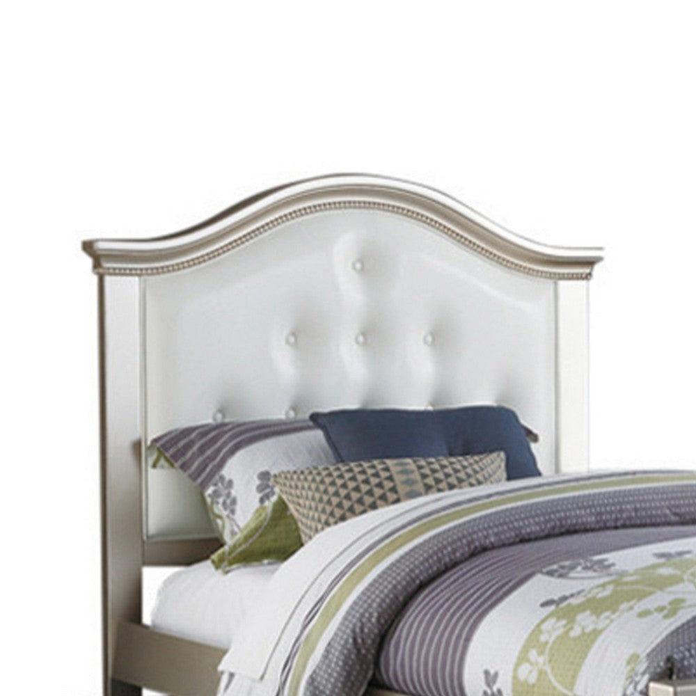 Cherub Twin Size Bed With Trundle In Silver And White
