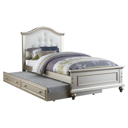 Cherub Twin Size Bed With Trundle In Silver And White