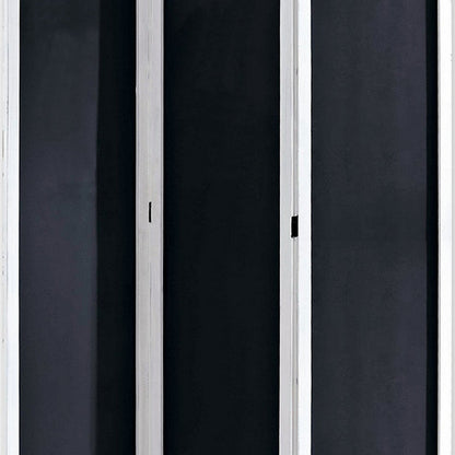 Chalkboard and Wooden 3 Panel Room Divider, Black and White