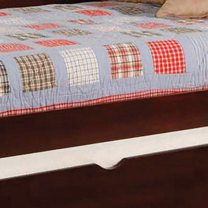 Transitional Wooden Trundle Bed with Bottom Pull Out Bedding, Brown