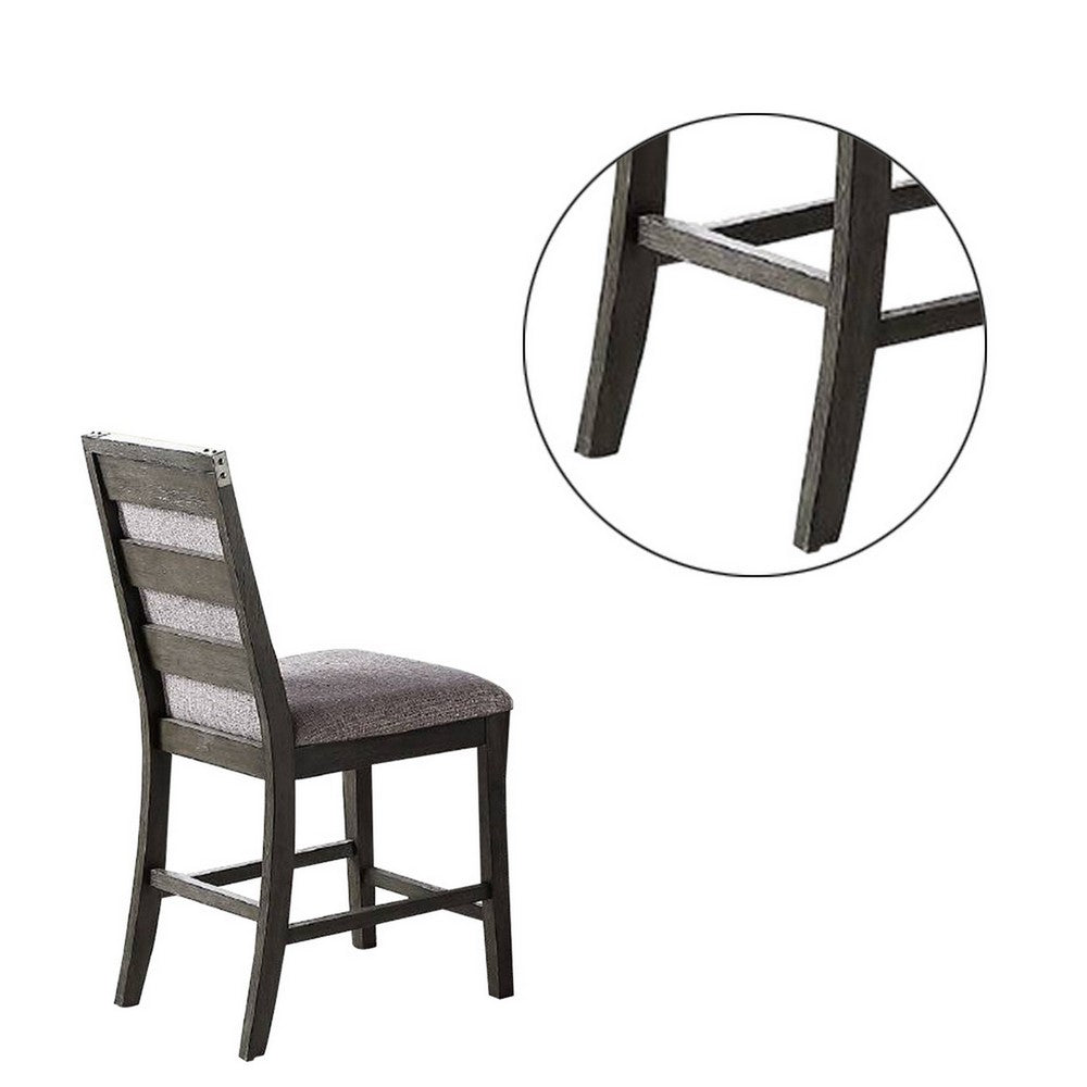 Wooden High Chairs with Upholstered Seat and Backrest, Set of 2, Gray