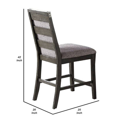 Wooden High Chairs with Upholstered Seat and Backrest, Set of 2, Gray