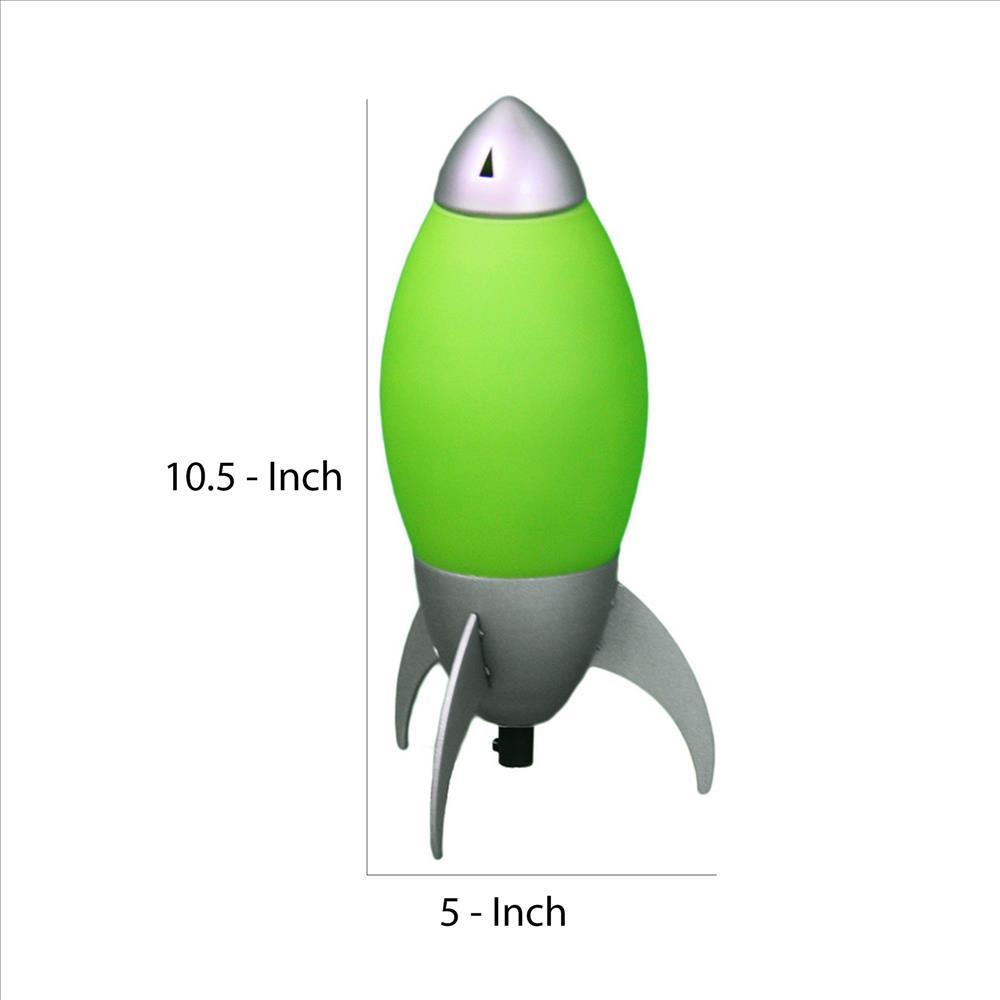 Kid Table Lamp with Rocket Design Silhouette, Green