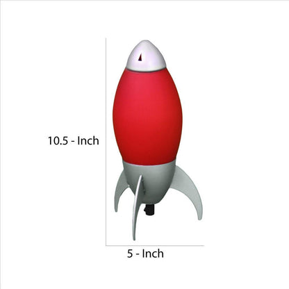 Kid Table Lamp with Rocket Design Silhouette, Red