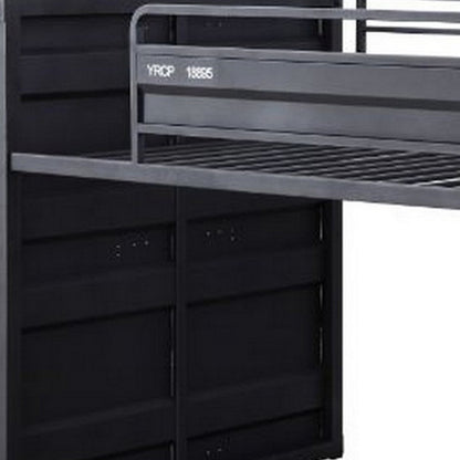 Twin Loft Bed with Metal Frame and Slide, Gray