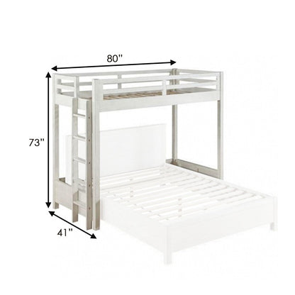 Transitional Style Twin Loft Bed, Fixed Ladder, Weathered White