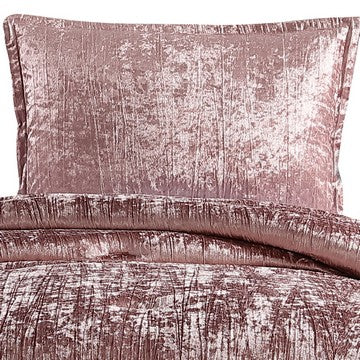 Jay 2 Piece Twin Comforter Set, Polyester Velvet, Deluxe Texture, Pink