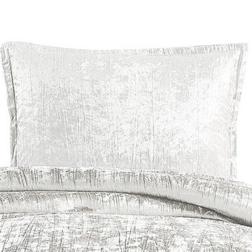 Jay 2 Piece Twin Comforter Set, Polyester Velvet Deluxe Texture, White