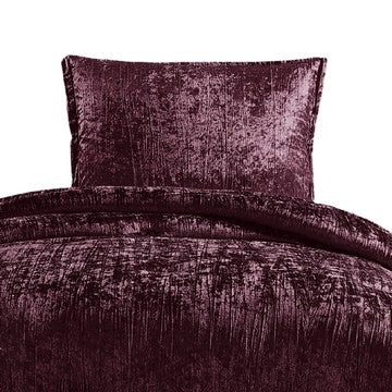 Jay 2 Piece Twin Comforter Set, Purple Polyester Velvet Deluxe Texture