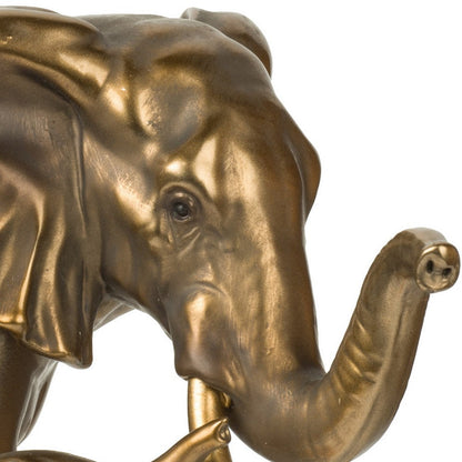 Don 12 Inch Elephant and Baby Statuette, Table Accent Decor, Gold Polyresin