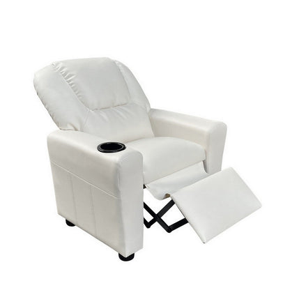 Nik Youth Recliner Chair, Cup Holder, Padded Seat and Back, White