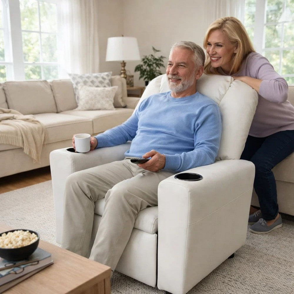 Nik Youth Recliner Chair, Cup Holder, Padded Seat and Back, White