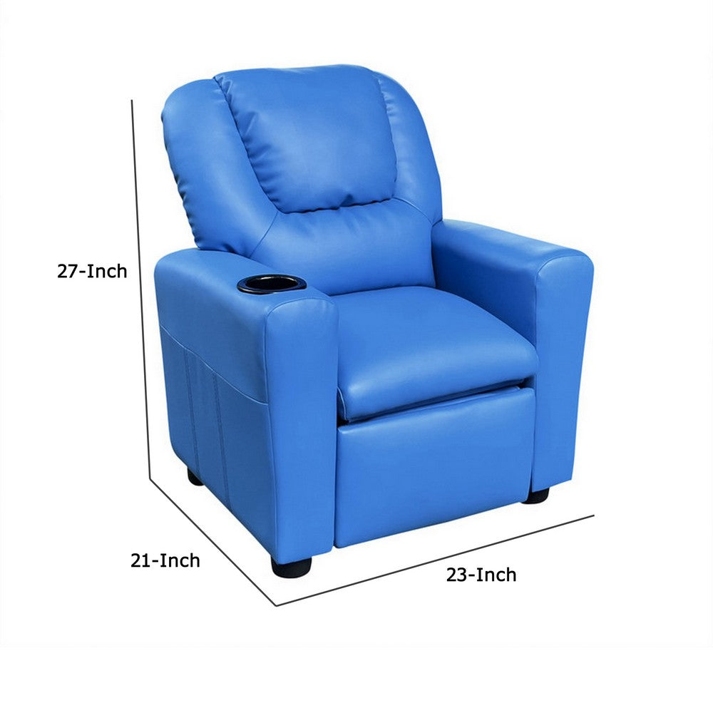 Nik Youth Recliner Chair, Cup Holder, Padded Seat and Back, Blue