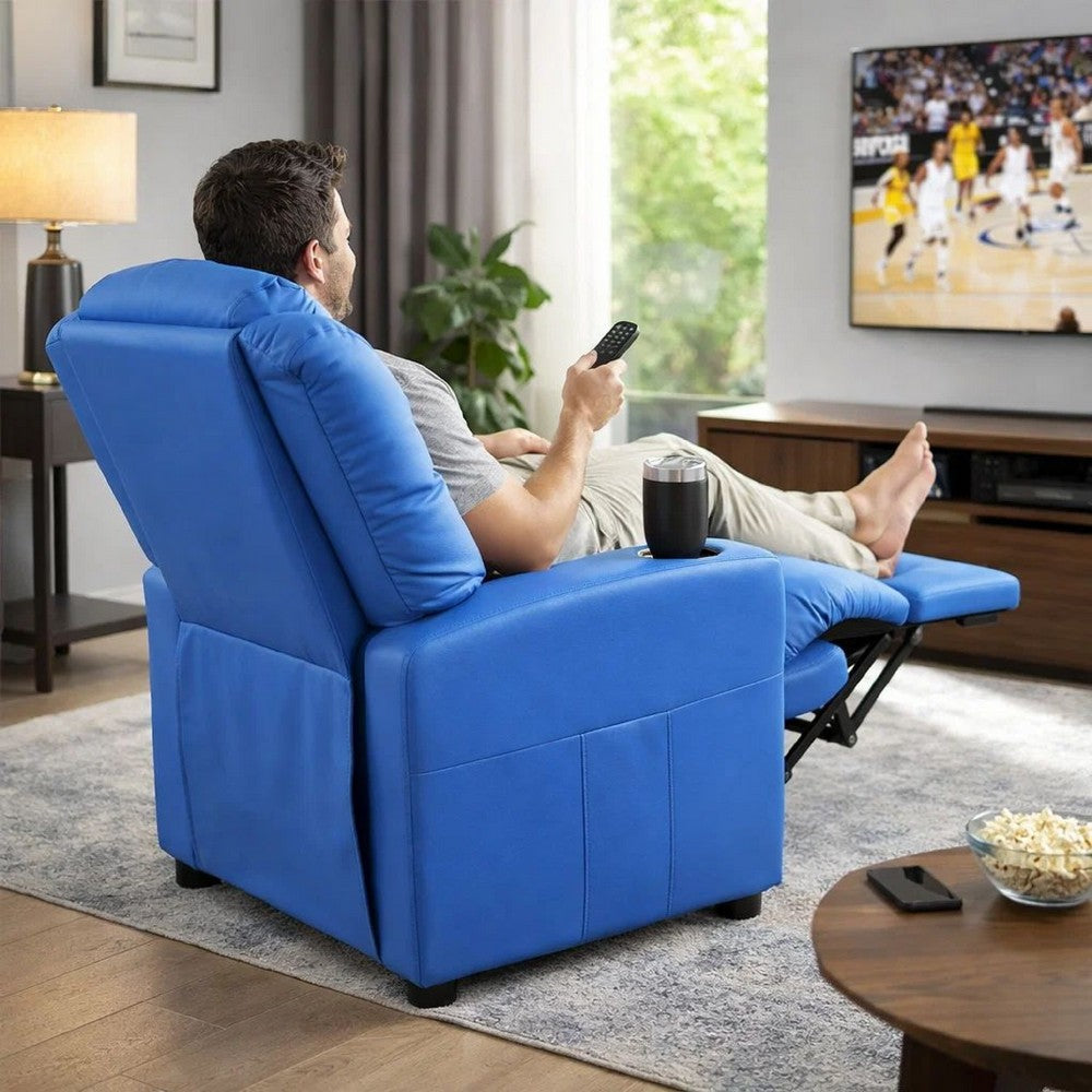 Nik Youth Recliner Chair, Cup Holder, Padded Seat and Back, Blue