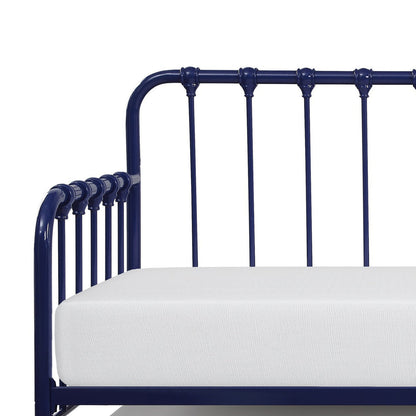 Ziva Daybed with Lift Up Trundle, Navy Blue Metal Frame, Folding Legs