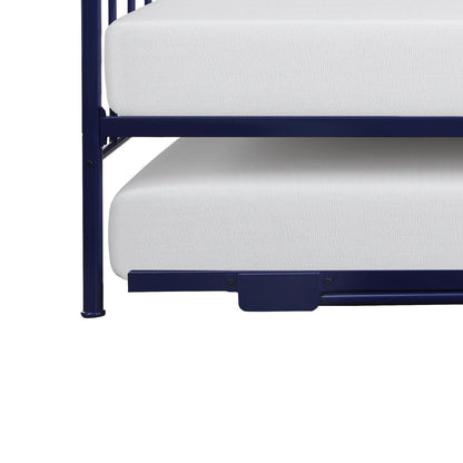 Ziva Daybed with Lift Up Trundle, Navy Blue Metal Frame, Folding Legs