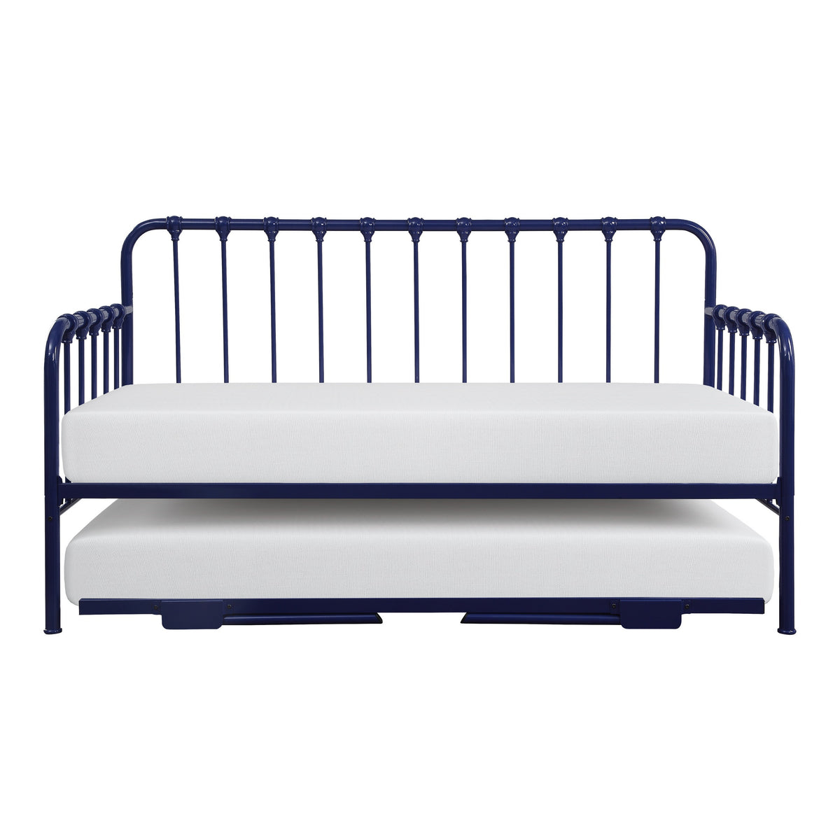 Ziva Daybed with Lift Up Trundle, Navy Blue Metal Frame, Folding Legs