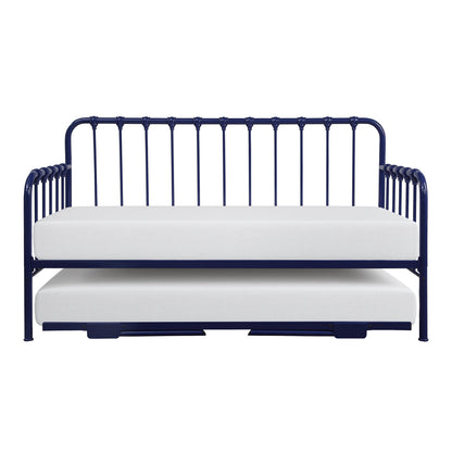 Ziva Daybed with Lift Up Trundle, Navy Blue Metal Frame, Folding Legs