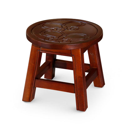 Sidi 11 Inch Step Stool Footrest, Wood Butterfly Print, Round, Cherry