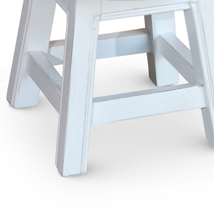 Sidi 11 Inch Step Stool Footrest, Wood Floral Print, Round, Antique White