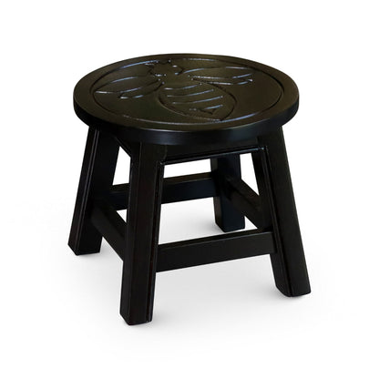 Sidi 11 Inch Step Stool Footrest, Wood Queen Bee Print, Round, Dark Brown