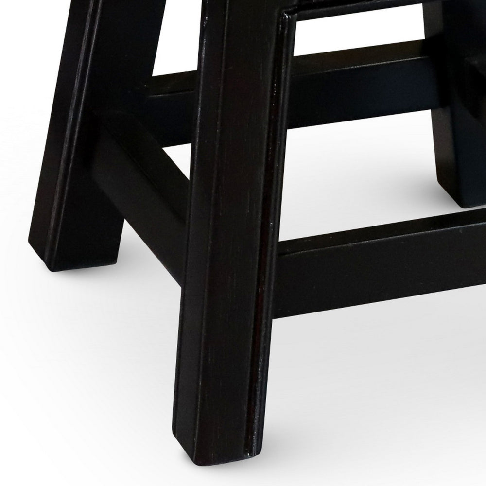 Sidi 11 Inch Step Stool Footrest, Wood Queen Bee Print, Round, Dark Brown