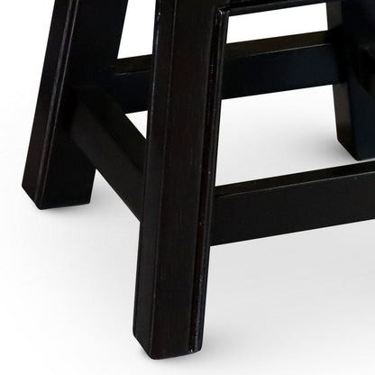 Sidi 11 Inch Step Stool Footrest, Wood Queen Bee Print, Round, Dark Brown
